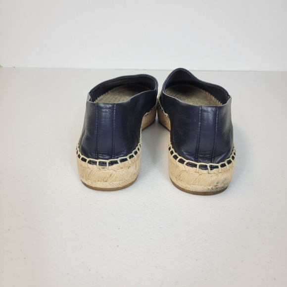 Tory Burch US Nappa Leather Espadrille Flat Shoes Navy Blue Travel SEE SIZE NOTE - Picture 6 of 13
